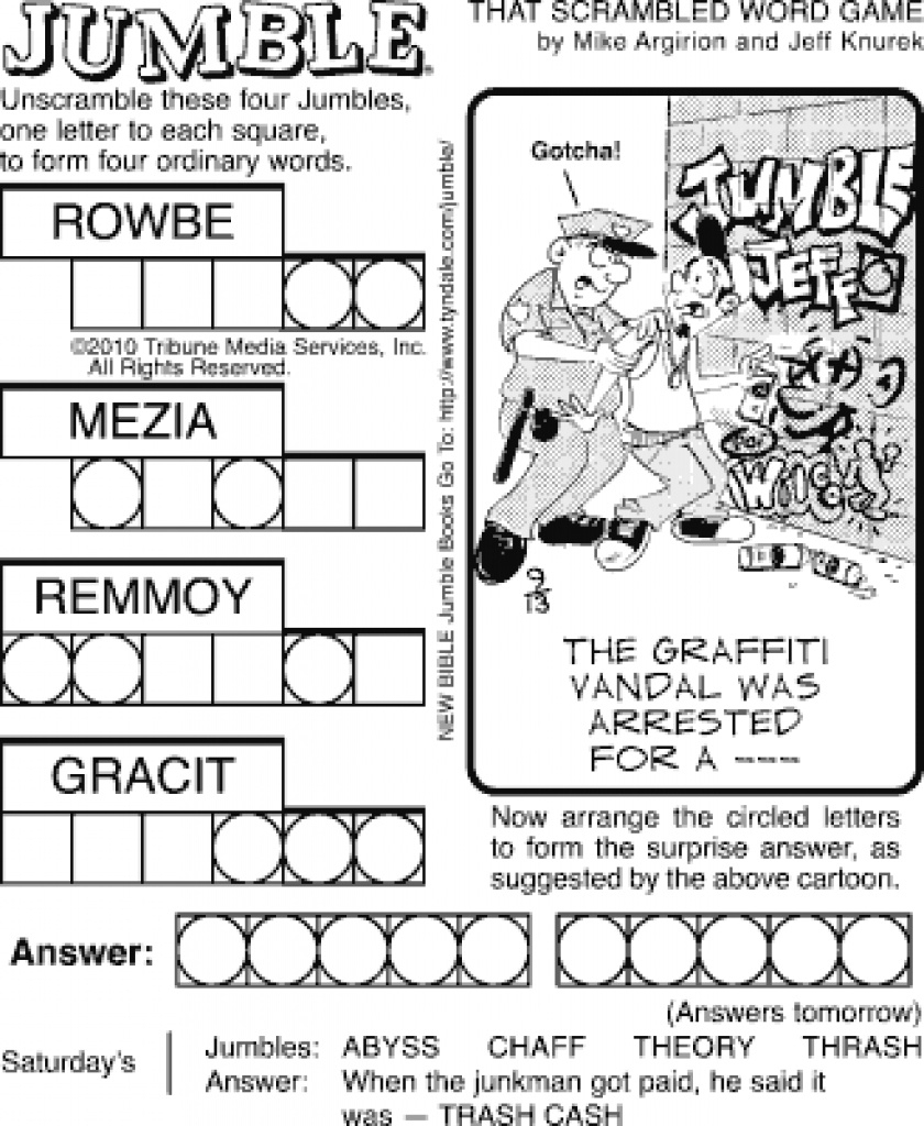 Free Printable Word Jumbles