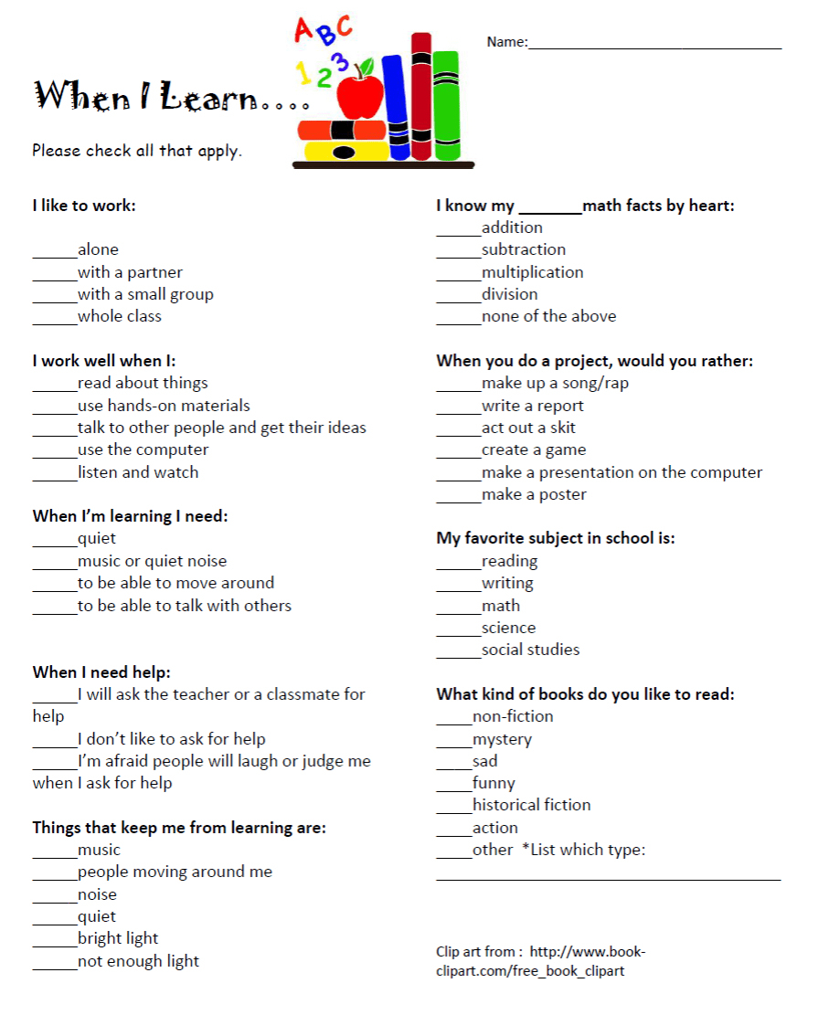 Free Learning Style Inventory For Students Printable Free Templates 