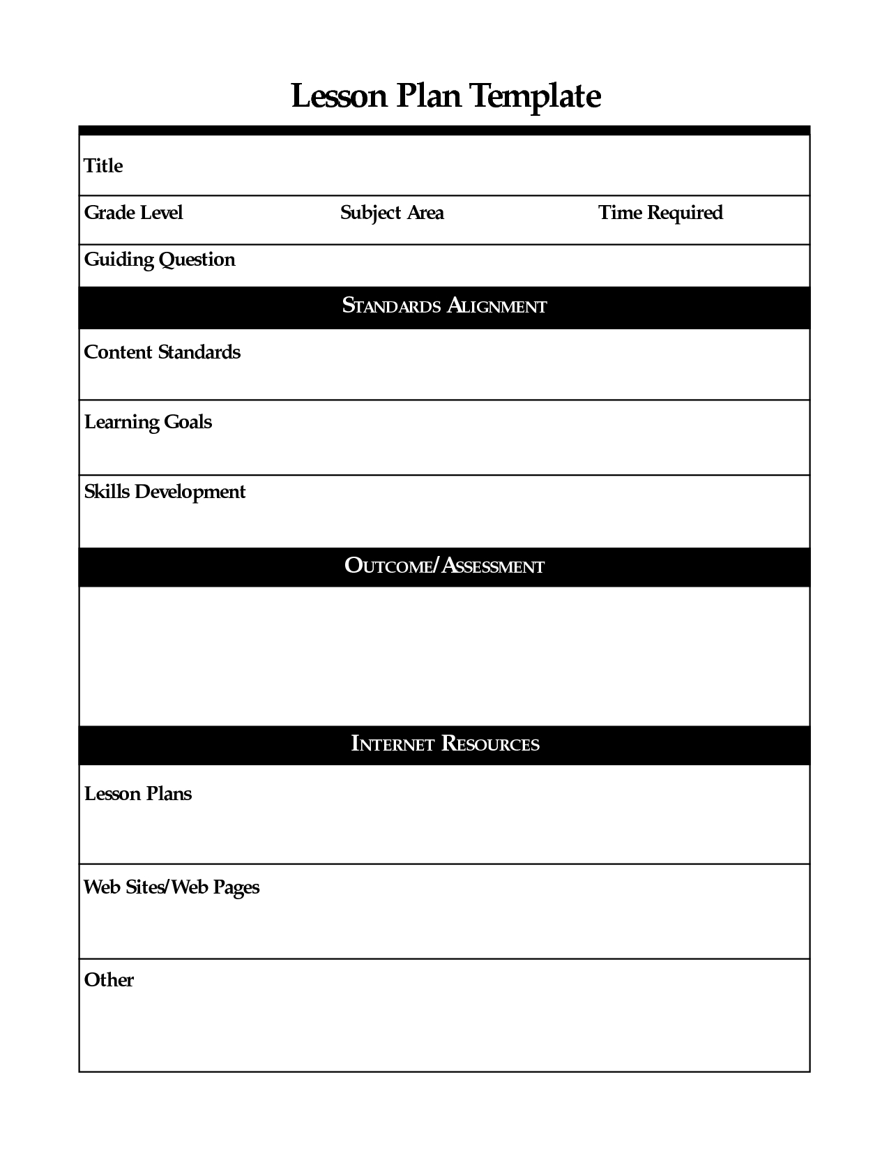 Printable Lesson Plan Template, Free To Download - Free Printable Lesson Plan Template Blank