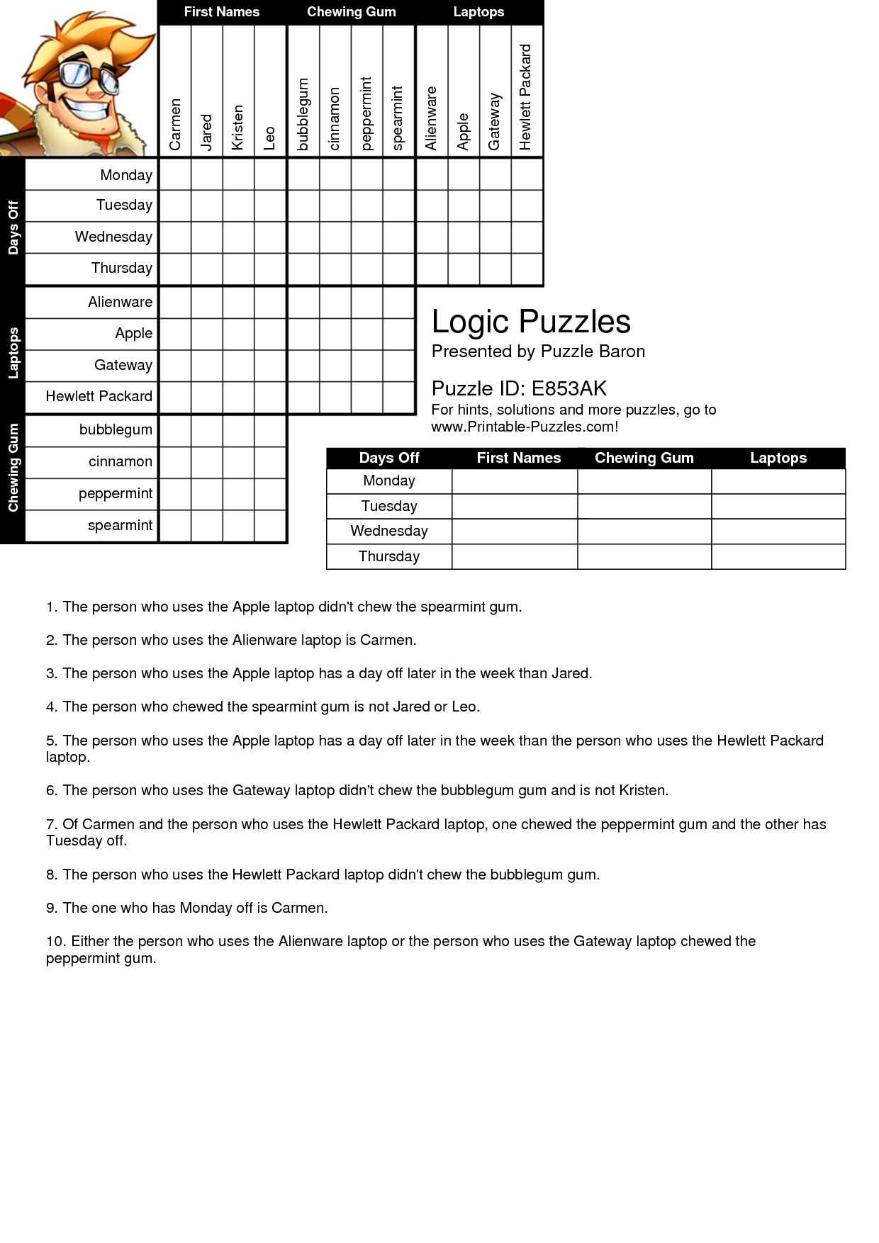 free printable logic puzzles