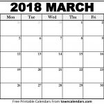Printable March 2018 Calendar   Towncalendars   Free Printable March Activities