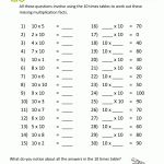 Printable Math Sheets Multiplication With Missing Variables   Free Printable 5 W's Worksheets