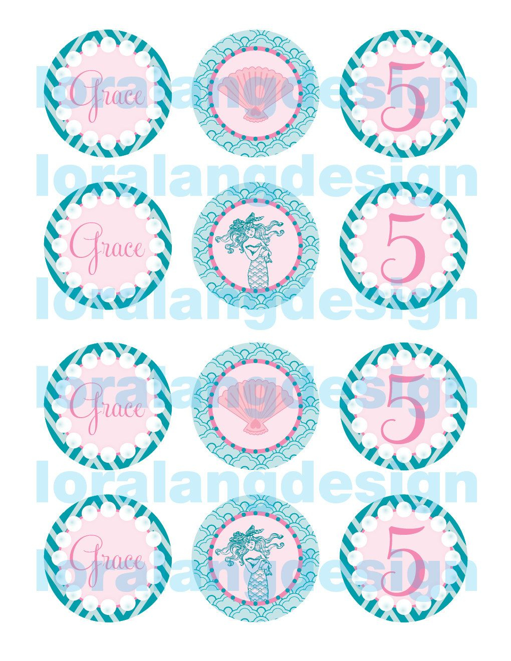 Printable Mermaid Cupcake Toppers Favors | Eg&amp;#039;s 4Th Birthday - Free Printable Mermaid Cupcake Toppers