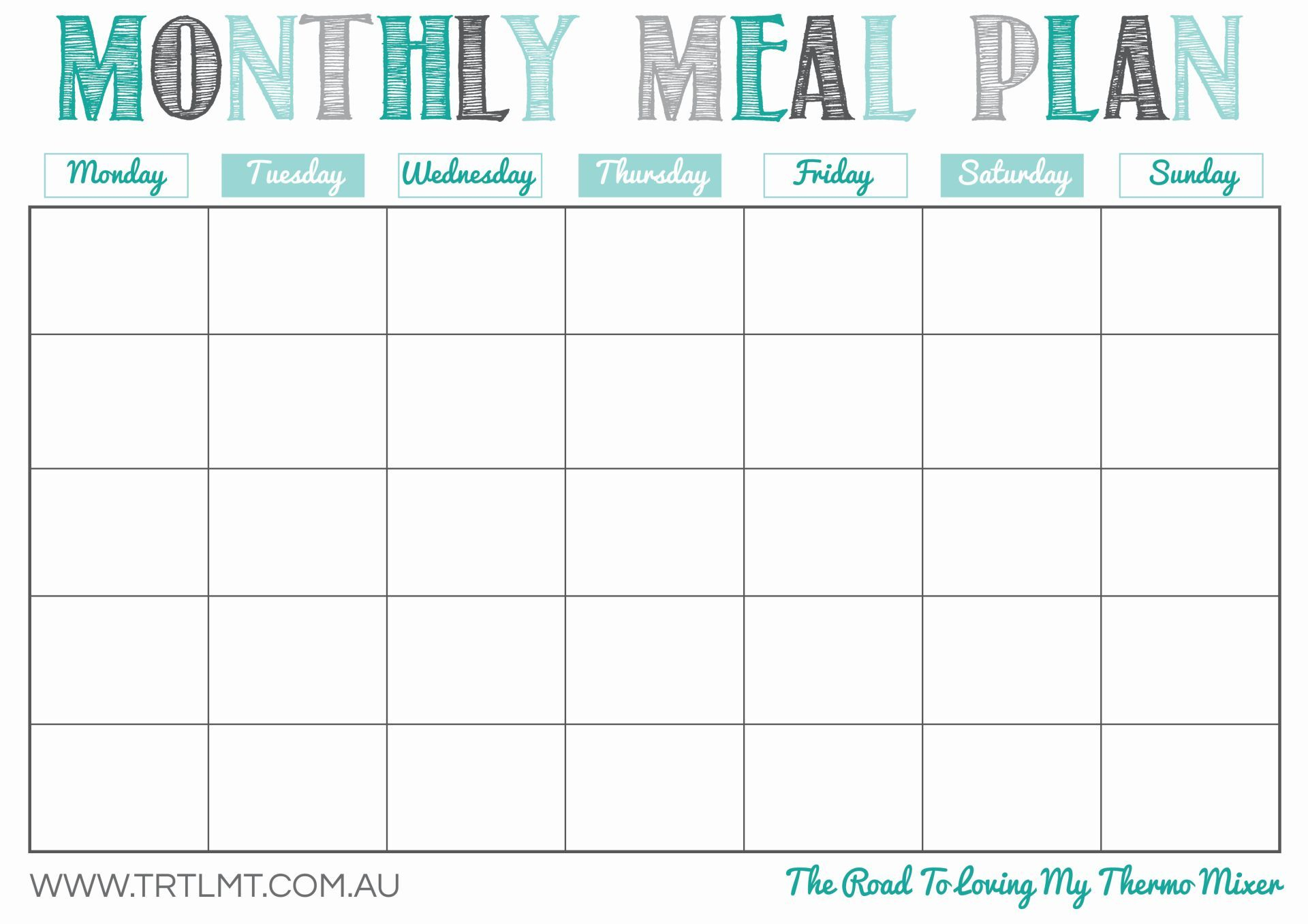 Printable Monthly Meal Planner | Organization In 2019 | Meal Planner - Free Printable Monthly Meal Planner
