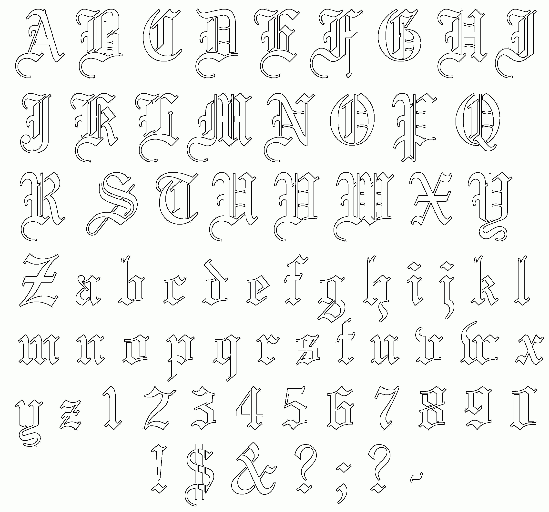 Printable Old English Alphabet Letters | Download Them Or Print - Free Printable Old English Letters