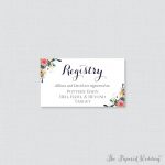 Printable Or Printed Wedding Registry Cards Floral Wedding | Etsy   Free Printable Registry Cards