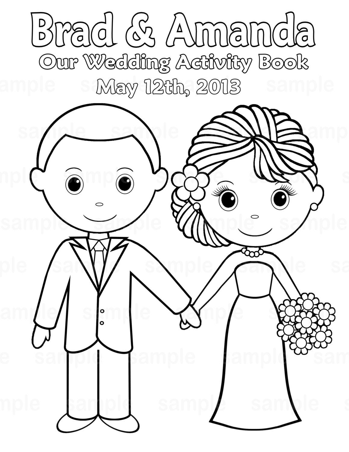 Printable Personalized Wedding Coloring Activity Book Favor Kids 8.5 - Free Printable Personalized Children&amp;#039;s Books