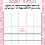 Printable Pink Damask Baby Shower Bingo Game | Bee Busy Designs   Baby Bingo Game Free Printable