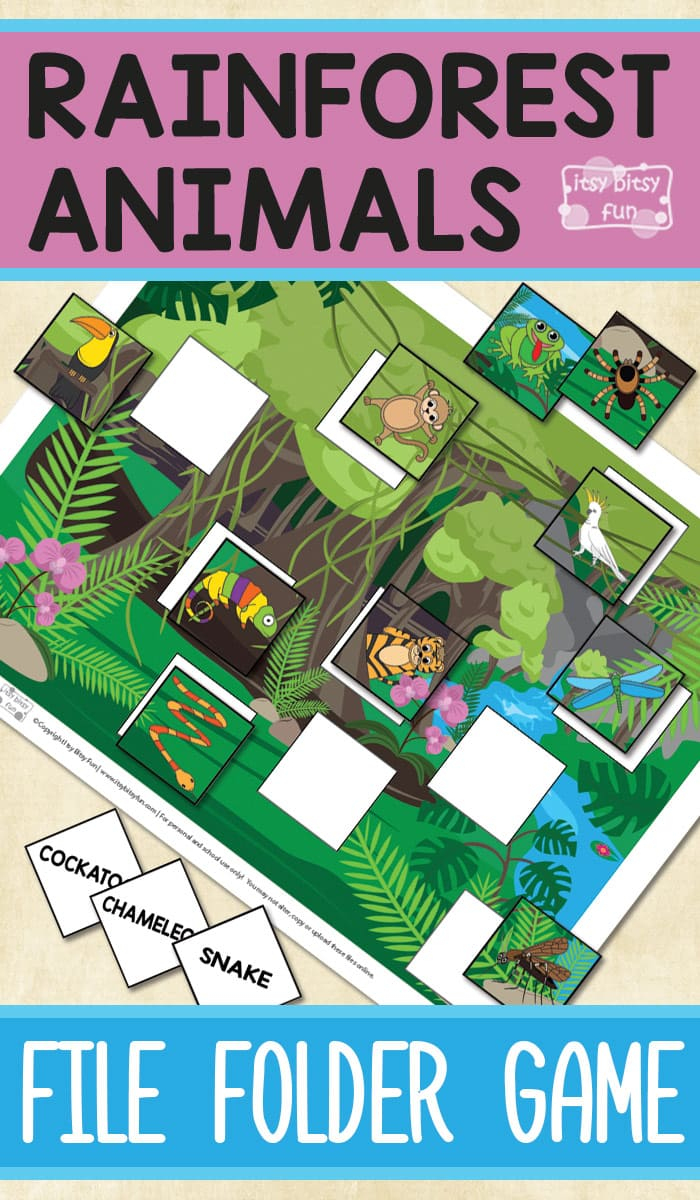 Printable Rainforest Animals File Folder Game - Itsy Bitsy Fun - Free Printable Preschool Folder Games