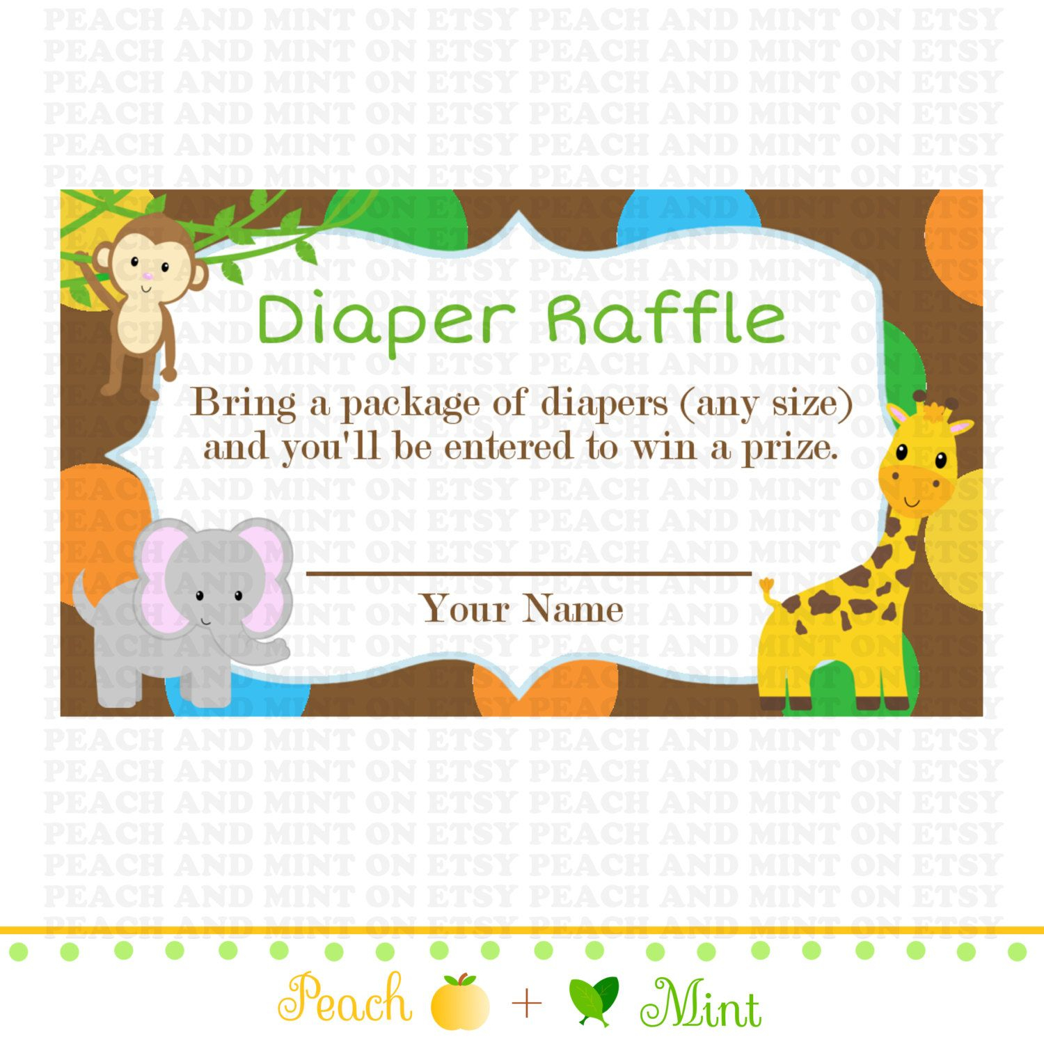 Printable Safari Or Jungle Baby Shower Diaperpeachandmint, $2.99 - Free Printable Baby Shower Diaper Raffle Tickets