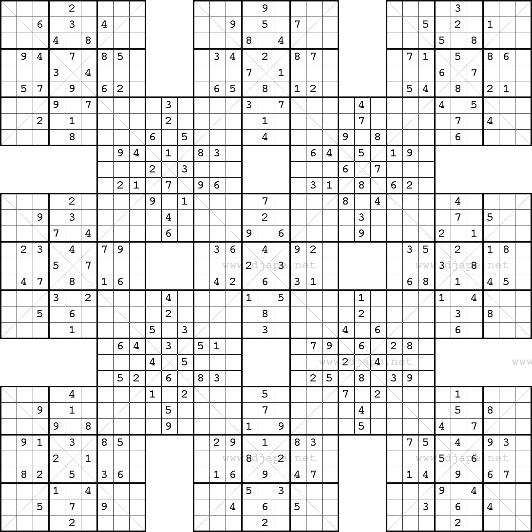 Printable Samurai Sudoku - Free Printable Samurai Sudoku