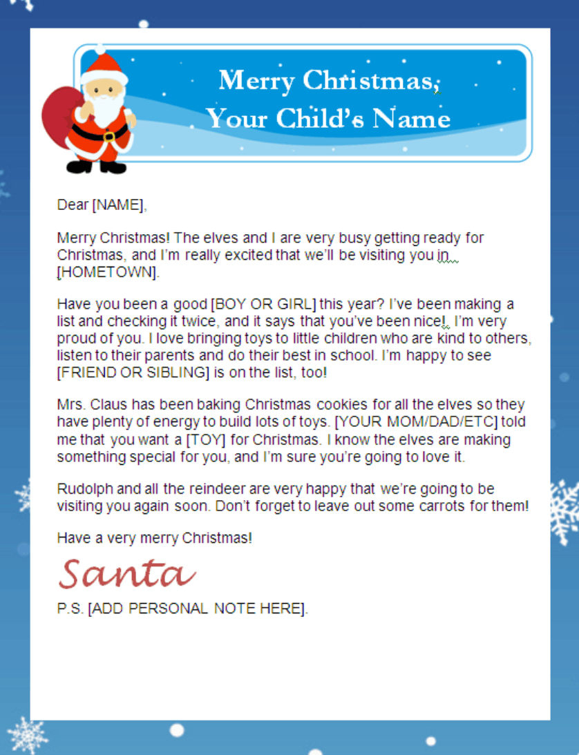 Printable Santa Letters - Personalized, Printable Letters From Santa - Free Personalized Printable Letters From Santa Claus