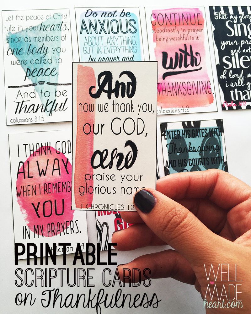 Printable Scripture Cards On Thankfulness - Well-Made Heart - Free Printable Scripture Cards