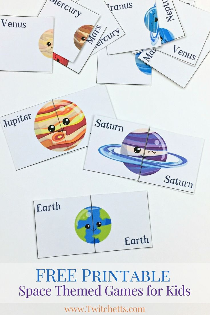 Printable Space Themed Games ~ Solar System For Preschoolers - Free Printable Solar System Flashcards