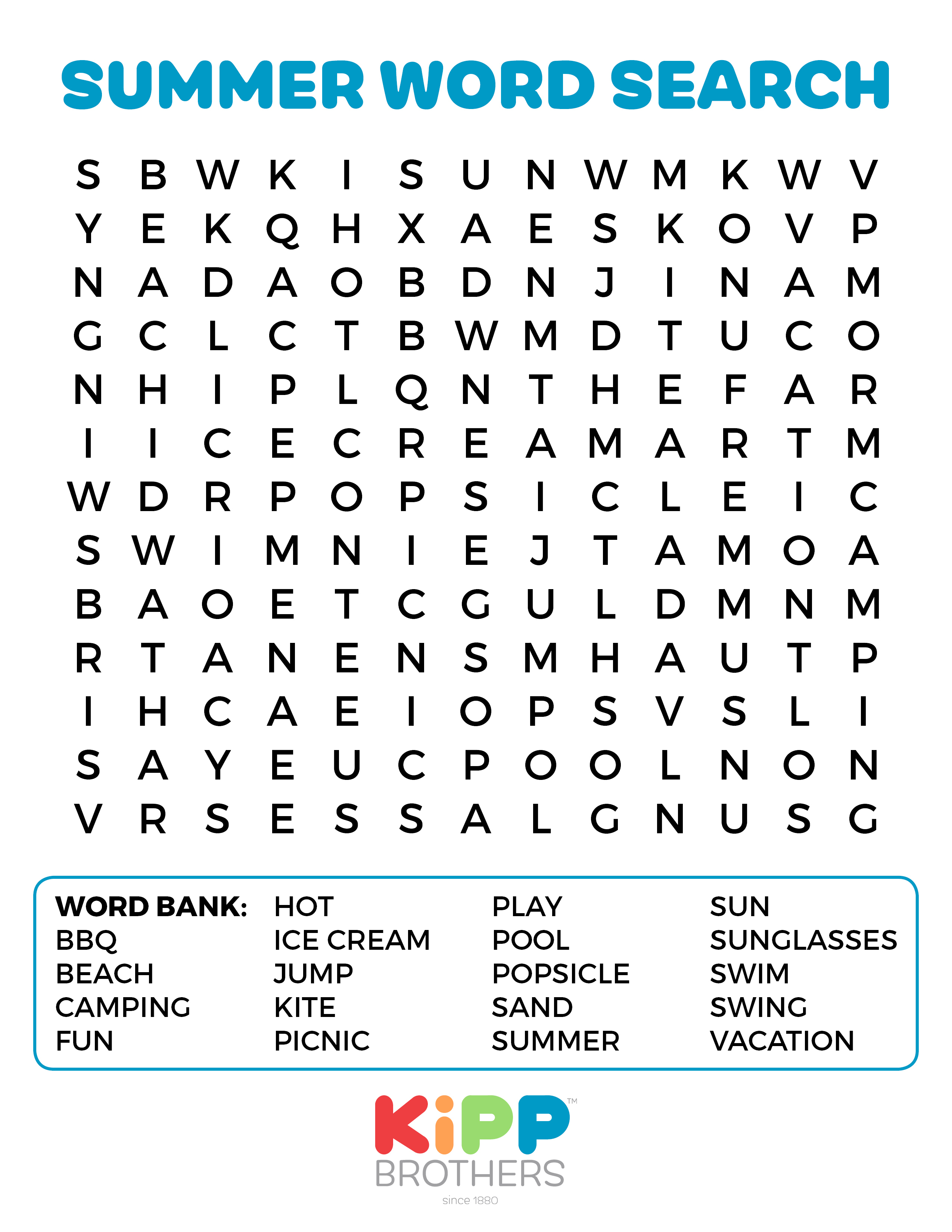 Printable Summer Word Search For Kids! - Kipp Brothers - Free Printable Summer Puzzles