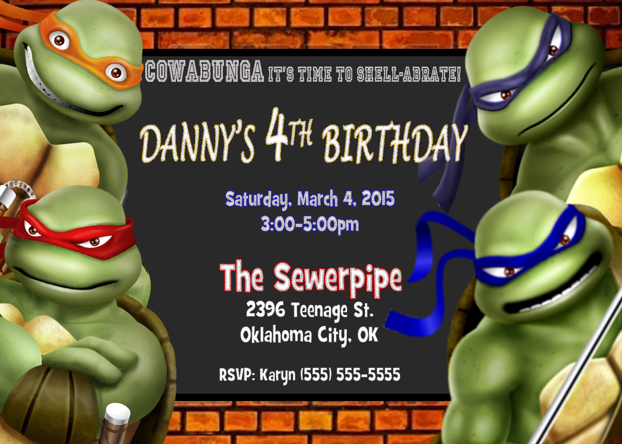 Printable Teenage Mutant Ninja Turtles Birthday Invitations - Free Printable Tmnt Birthday Party Invitations