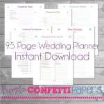 Printable Wedding Planner 95 Pages Instant Download Kit | Etsy   Free Printable Wedding Planner Pdf
