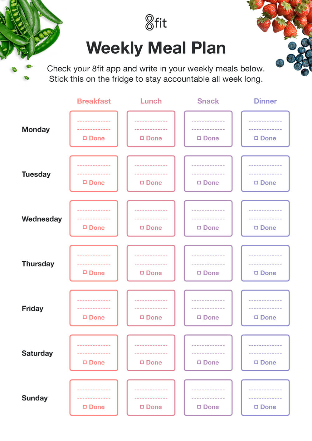 Printable Weekly Meal Planner Template And Grocery List | 8Fit - Free Printable Meal Plans For Weight Loss