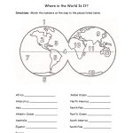 Printables Continents And Oceans Of The World Worksheet   Free Printable Map Of Continents And Oceans