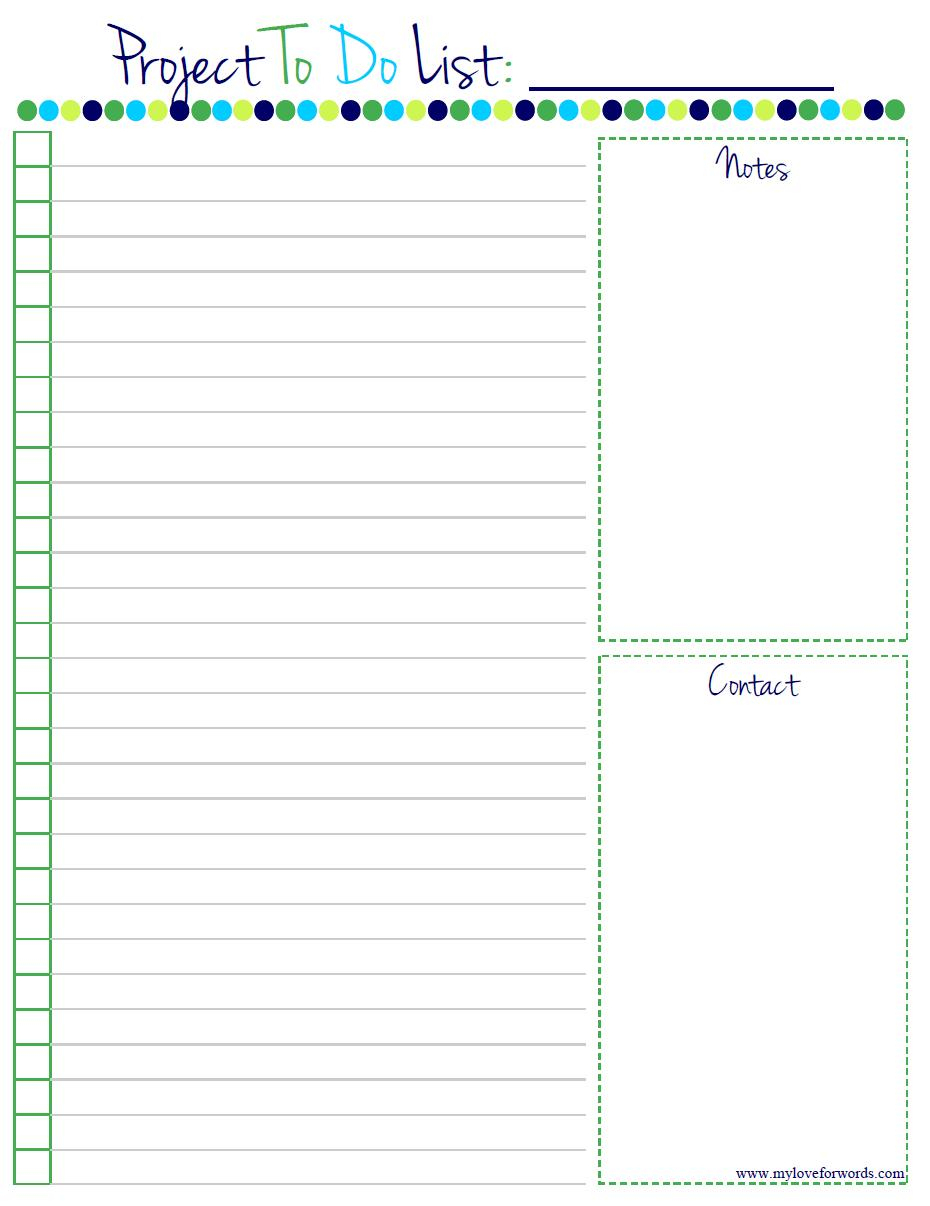 Project To Do List: Free Printable! - Free Printable List