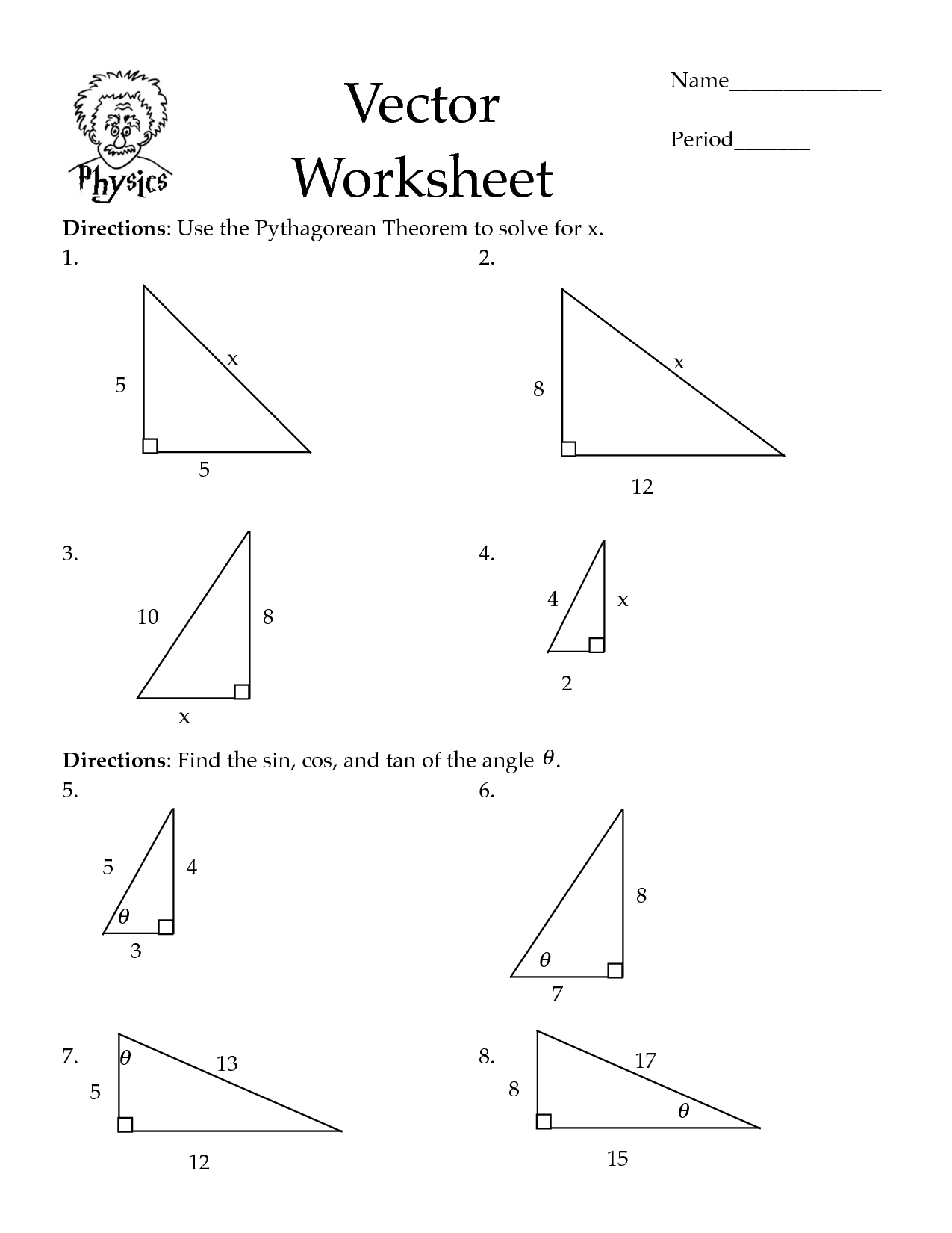 Pythagorean Theorem Worksheets | Cos Law Worksheet - Pdf | Math - Free Printable Pythagorean Theorem Worksheets