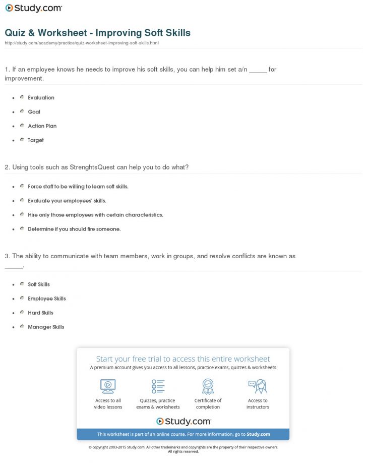 Soft Skills Worksheet And Answer Guide