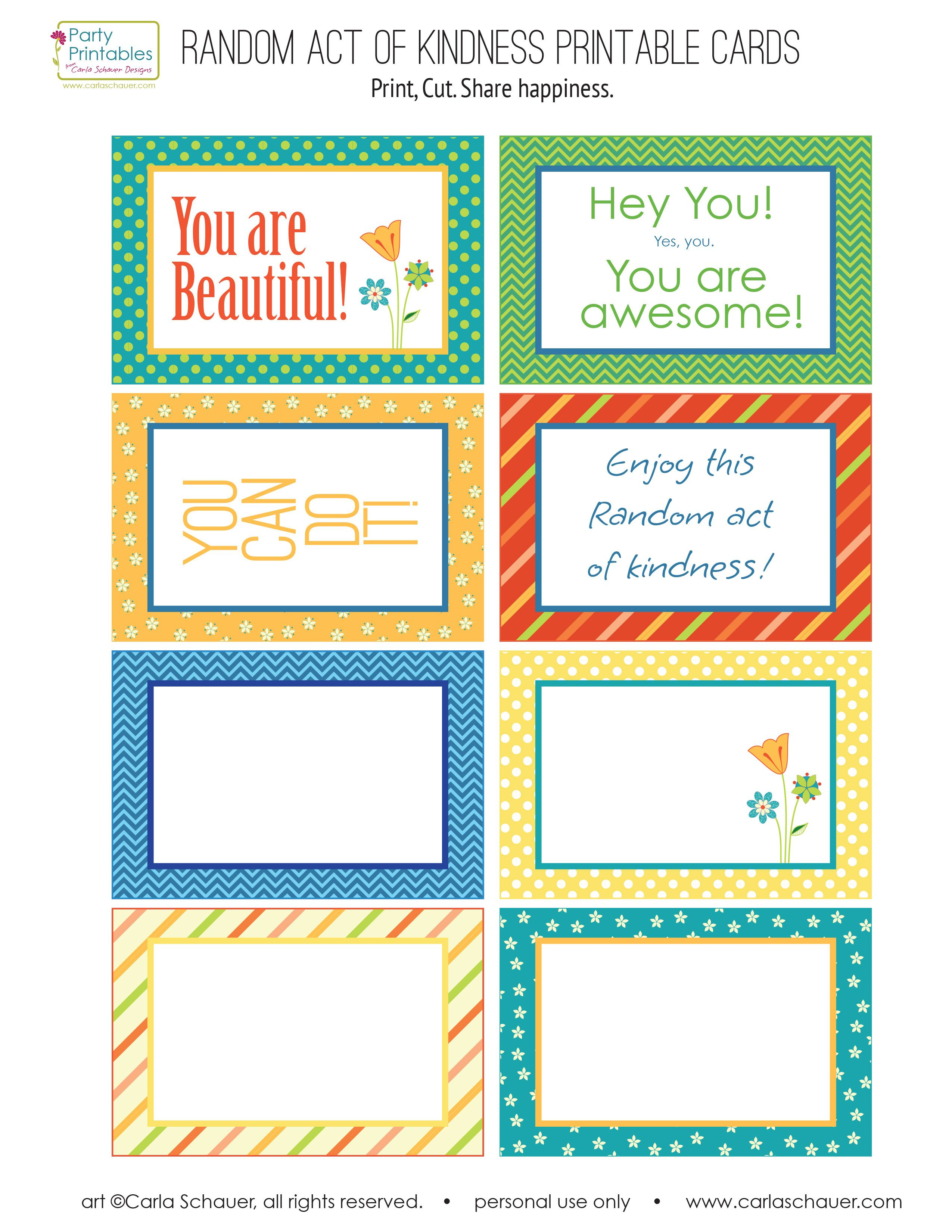 Random Act Of Kindness Printable Cards - Google Search | Education - Free Printable Kindness Cards