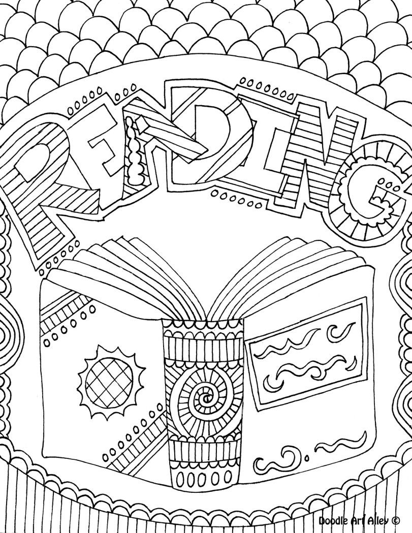Reading Coloring Sheet. Could Be A Folder/binder Cover. | Library - Free Printable Binder Covers To Color