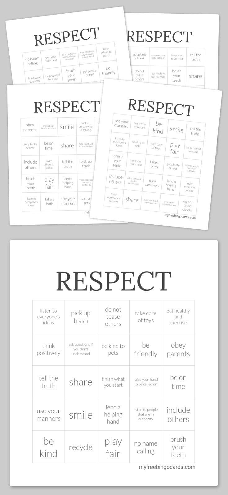 Respect Bingo | Counselor Ideas | Pinterest | Free Printable Bingo - Free Printable Self Esteem Bingo