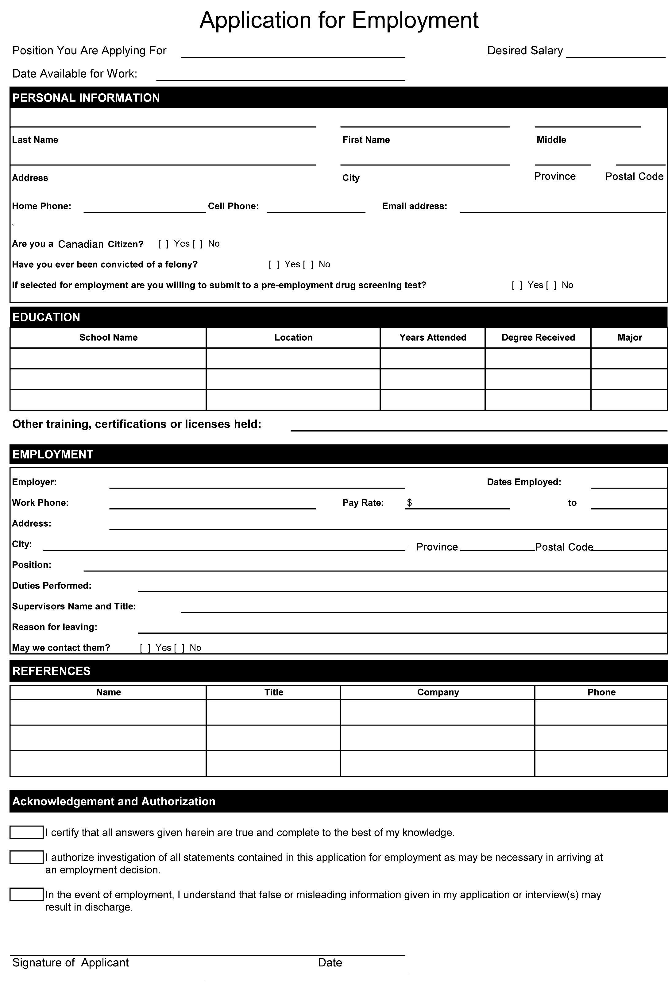 Resume Format Word Document | Resume Format | Job Application - Free Printable Job Application Form