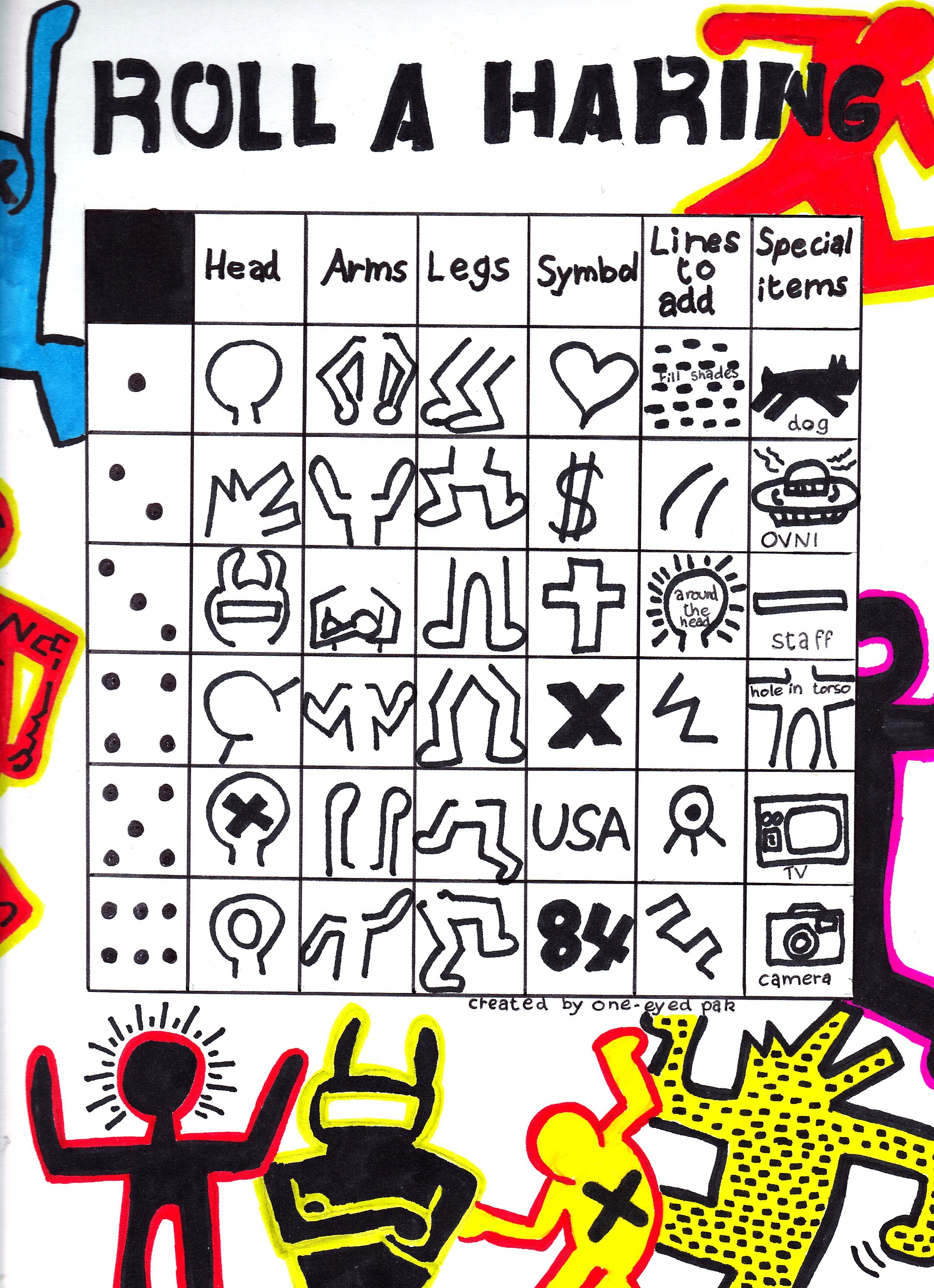 Roll A Haring Art Game. This Game Is Played Individually With A Dice - Roll A Monster Free Printable