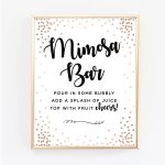 Rose Gold Mimosa Bar Sign Mimosa Bar Sign Digital Rose Gold | Etsy   Free Printable Mimosa Bar Sign