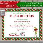 Sale Instant Download Editable Elf Adoption Certificate/ Add Family   Free Printable Adoption Certificate