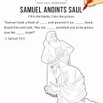 Samuel Anoints Saul Bible Worksheet And Coloring Page. Printable   Free Printable Children&#039;s Bible Lessons Worksheets
