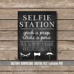 Selfie Station Photo Booth Chalkboard Sign Printable Grab A | Etsy   Selfie Station Free Printable