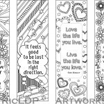 Set Of 4 Coloring Bookmarks With Quotes, Bookmark Templates With   Free Printable Bookmarks Templates