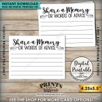 Share A Memory Or Words Of Advice Graduation Advice Write A | Etsy   Free Printable Graduation Advice Cards