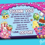 Shopkins Thank You Card Shopkins Birthday Favor Card | Etsy   Free Printable Shopkins Thank You Cards