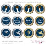 Silver Or Gold First Communion Boy Party Circles | Printable Boy In   Free Printable First Communion Cupcake Toppers