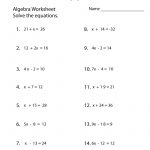 Simple Algebra Worksheet Printable | Math Worksheets | Pinterest   Free Printable Algebra Worksheets Grade 6