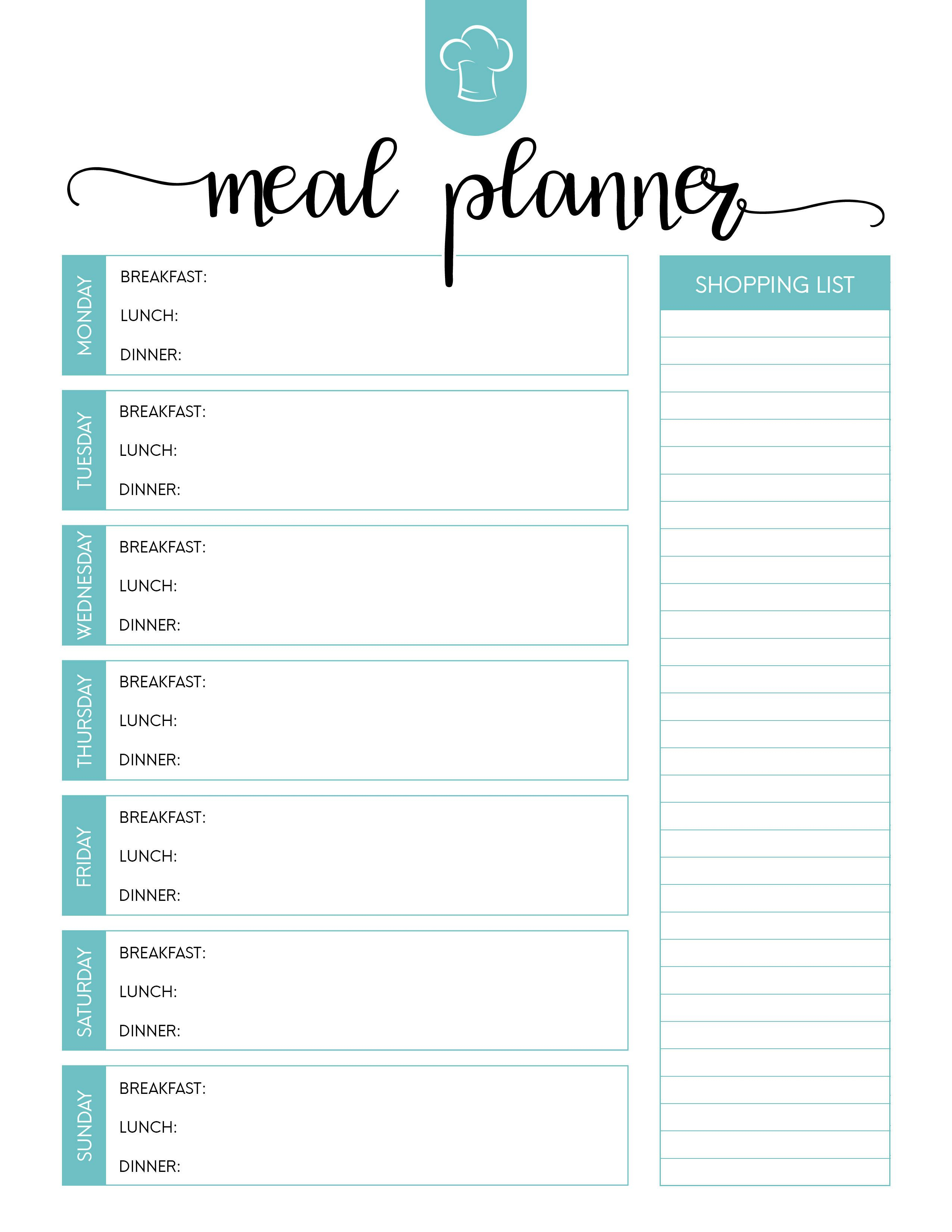 Simple Meal Planner Template | Meal Planner Template | Meal Planner - Free Printable Weekly Meal Planner