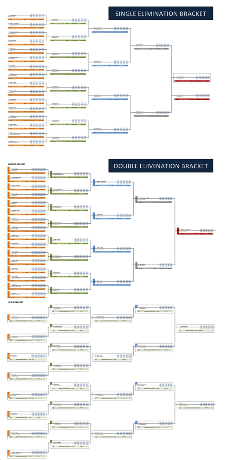 Single And Double Elimination Tournament Bracket Creator | Excel - Free Printable Wrestling Brackets