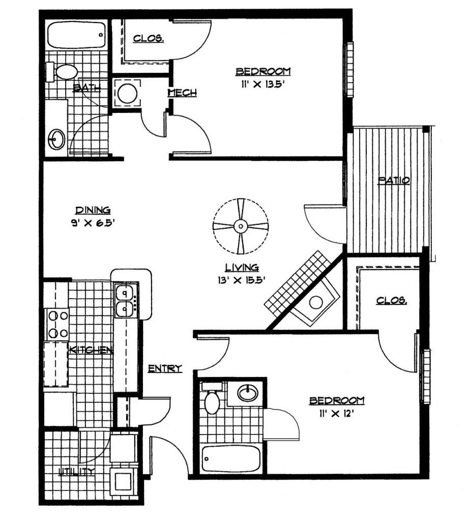 Small House Floor Plans 2 Bedrooms Bedroom Floor Plan Download - Free Printable Small House Plans