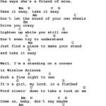 Song Lyrics With Guitar Chords For Take It Easy   The Eagles   Free Printable Song Lyrics With Guitar Chords