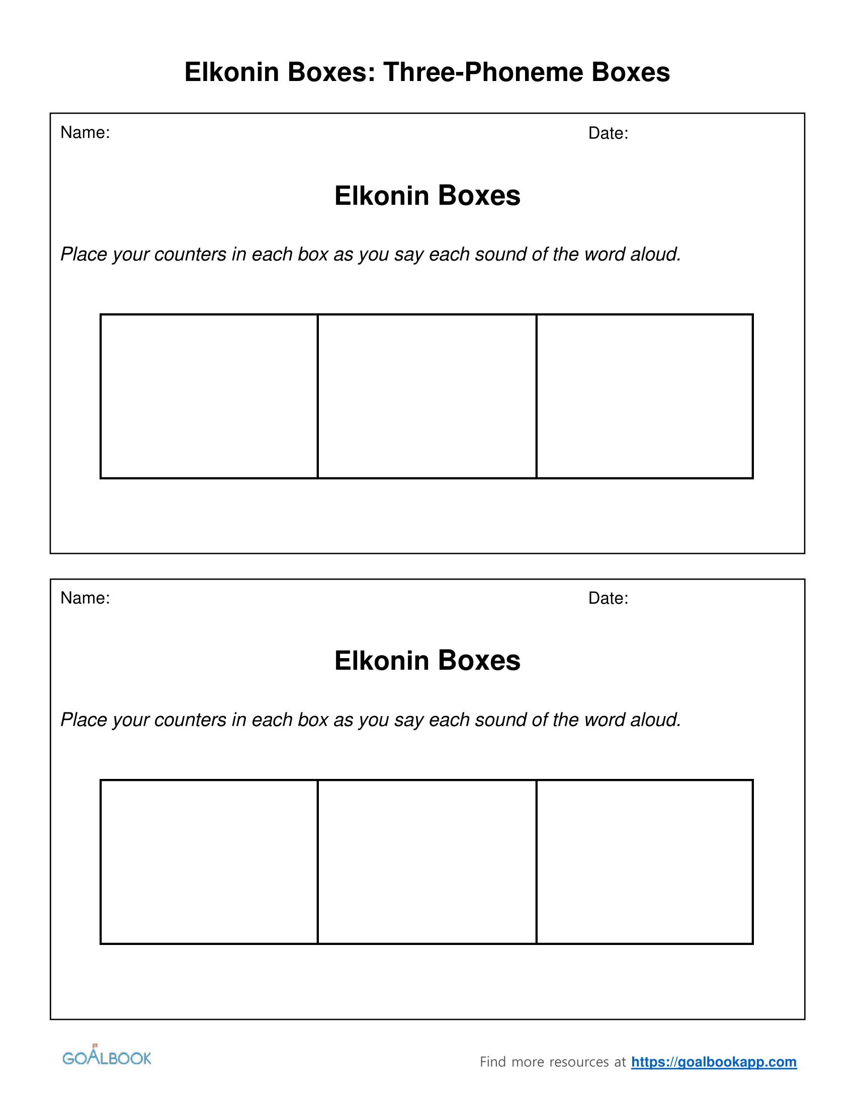 Sound Boxes Printable – Ezzy - Free Printable Elkonin Boxes