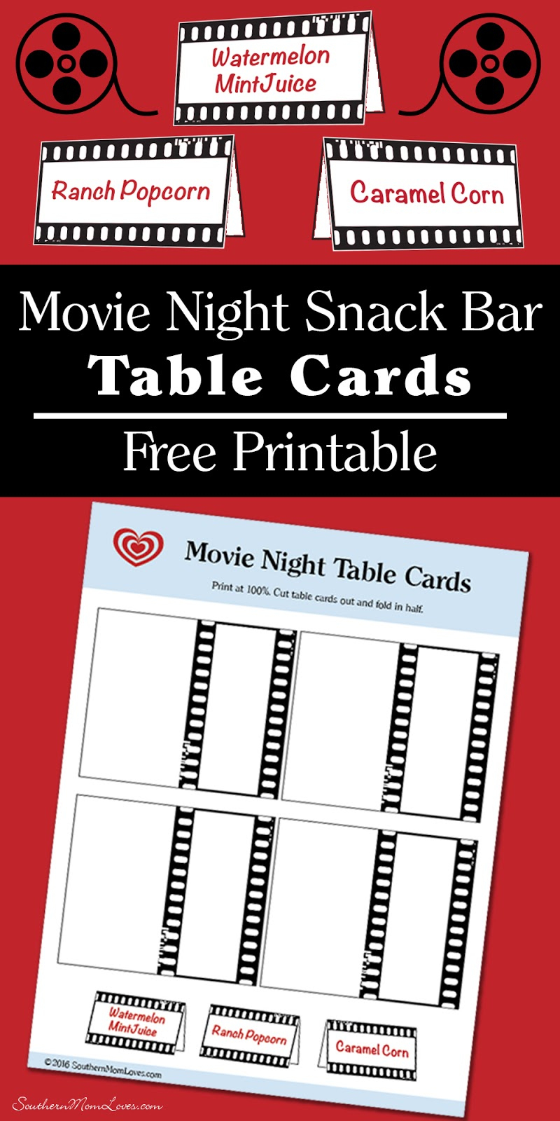 Southern Mom Loves: Movie Night Snack Bar Table Cards {Free Printable} - Free Concessions Printable