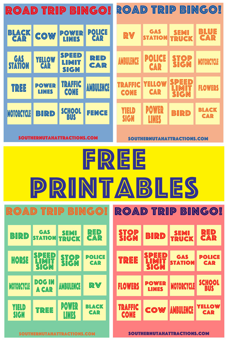 Southern Utah Attractions: Free Printable: Road Trip Bingo - Free Printable Car Bingo