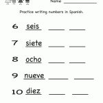 Spanish Worksheets For Kindergarten | Spanish Number Worksheet   Free Printable Spanish Numbers