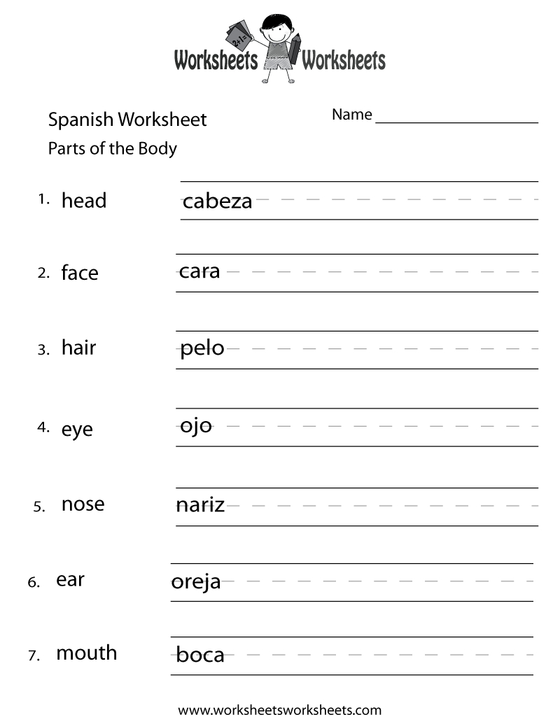 Spanish Worksheets For Kindergarten |  Worksheet 1 Best Quality - Free Printable Elementary Spanish Worksheets