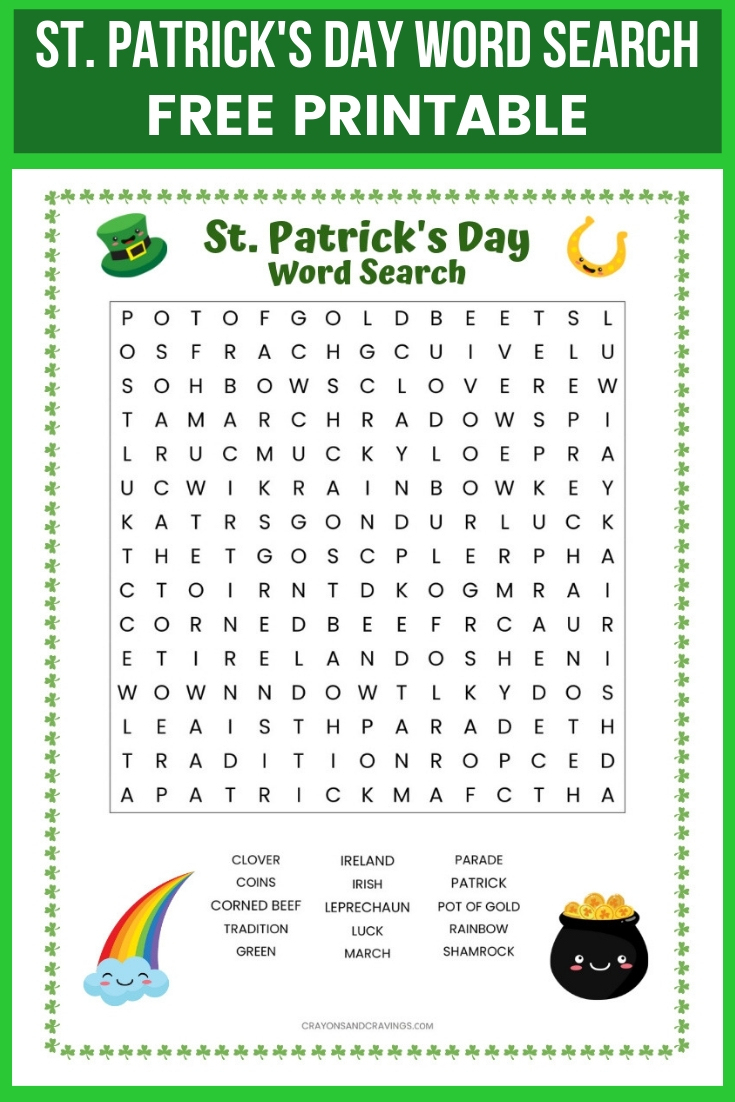 St. Patrick&amp;#039;s Day Word Search Free Printable Worksheet - Free Printable St Patrick Day Worksheets